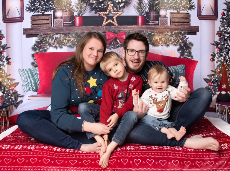 Photo famille Noël papa maman Nozay